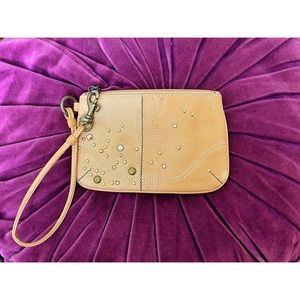 COACH studded leather wristlet clutch